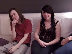 Several sluts fucked in a group sexual relations scene with two rock hard guys